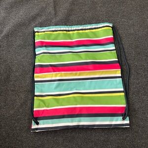 thirty-one Striped Drawstring Backpack in Green, Pink, Aqua,